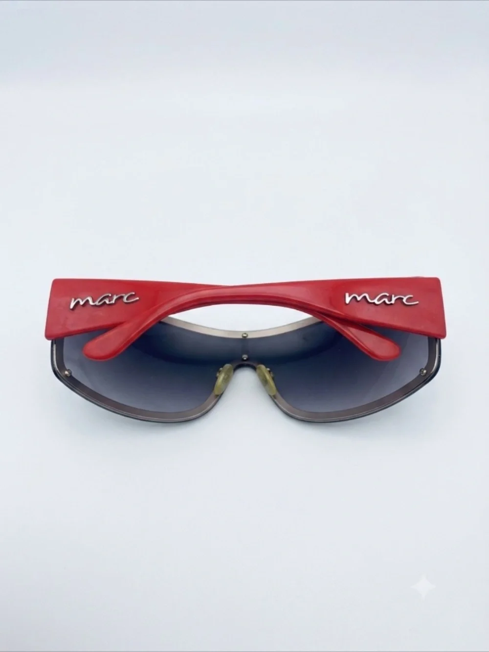 2008 Marc By Marc Jacobs Red & Grey Shield Sunglasses Y2K Statement Retro